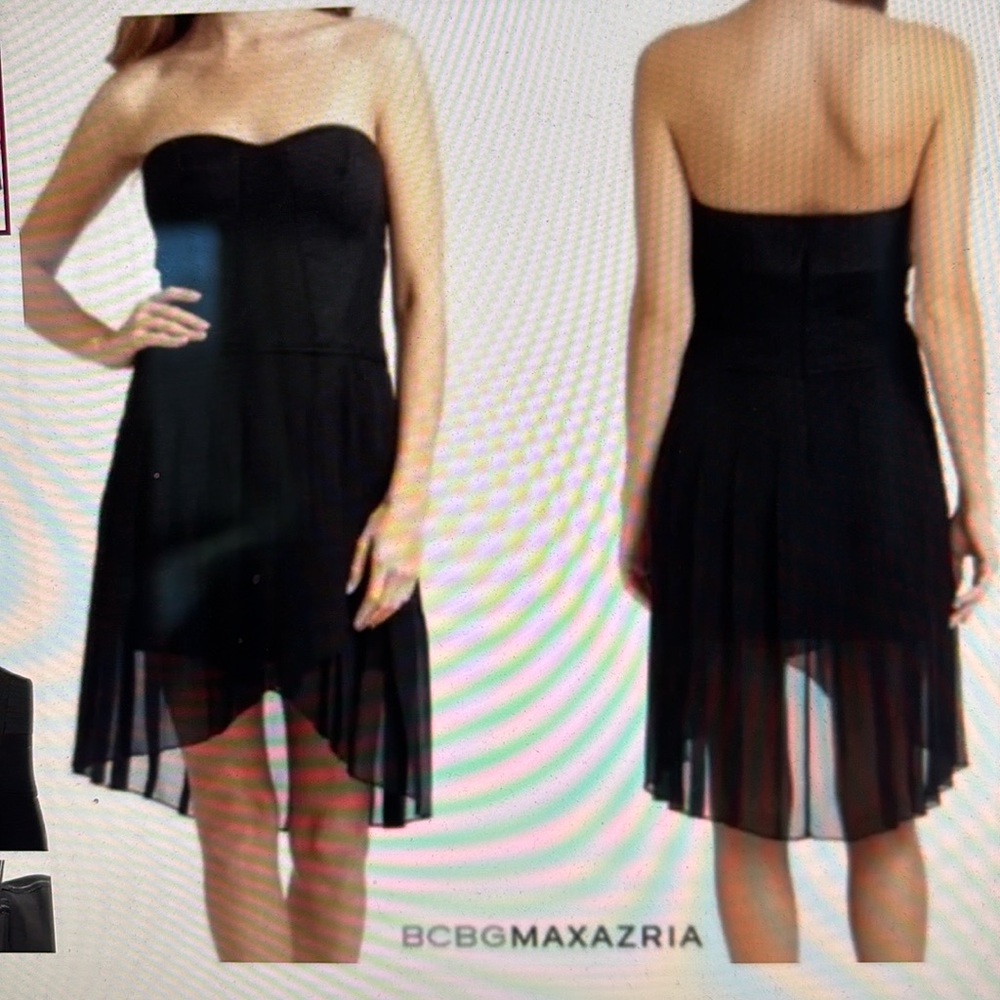 BCBGMaxAria Black Strapless  Corset Style Silk Strapless April Dress Size 6